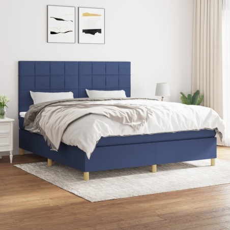 vidaXL Giroletto a Molle con Materasso Blu 180x200 cm in Tessuto
