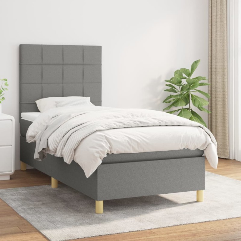 vidaXL Giroletto a Molle con Materasso Grigio Scuro 80x200 cm Tessuto