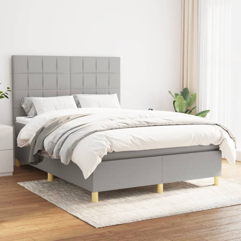 vidaXL Giroletto a Molle con Materasso Grigio Chiaro 140x190cm Tessuto