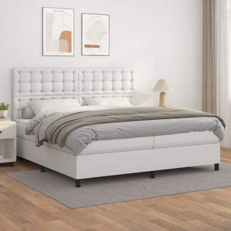 vidaXL Giroletto a Molle con Materasso Bianco 200x200cm in Similpelle