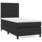 vidaXL Giroletto a Molle con Materasso Nero 90x200 cm in Similpelle