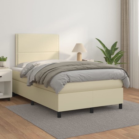 Giroletto a Molle con Materasso Crema 120x200 cm in Similpelle