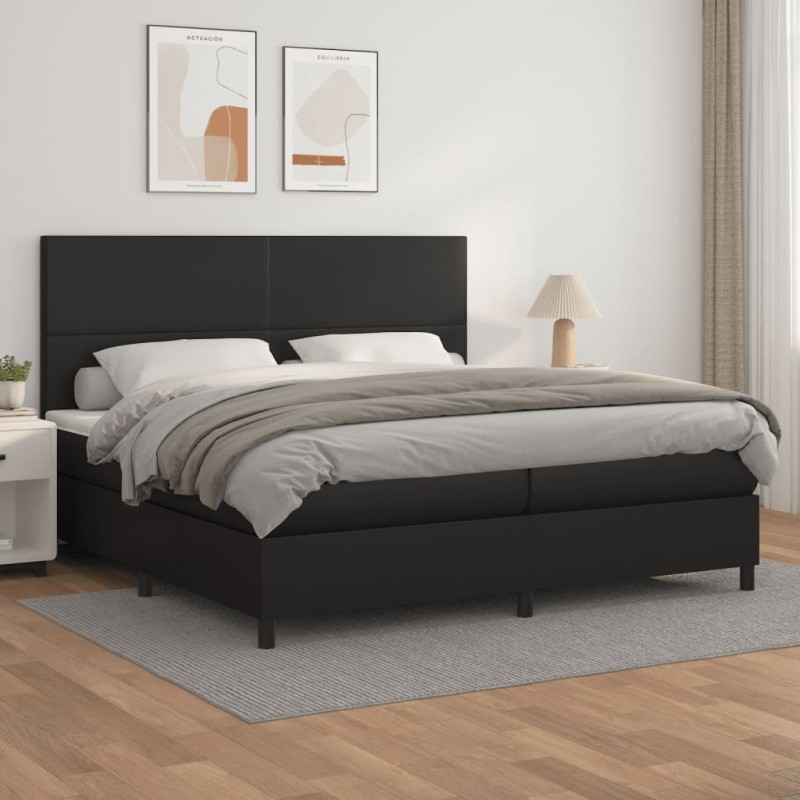 vidaXL Giroletto a Molle con Materasso Nero 200x200 cm in Similpelle
