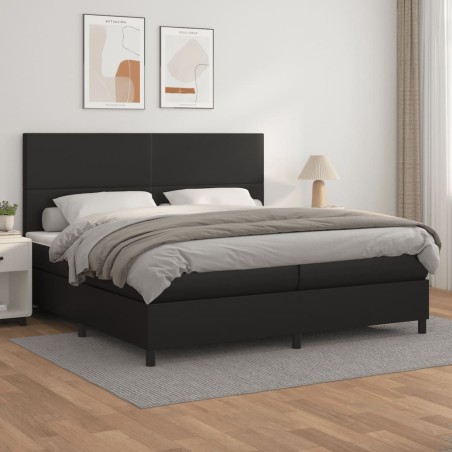 vidaXL Giroletto a Molle con Materasso Nero 200x200 cm in Similpelle