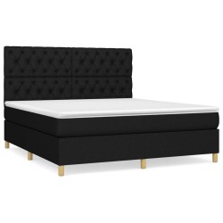 vidaXL Giroletto a Molle con Materasso Nero 160x200 cm in Tessuto