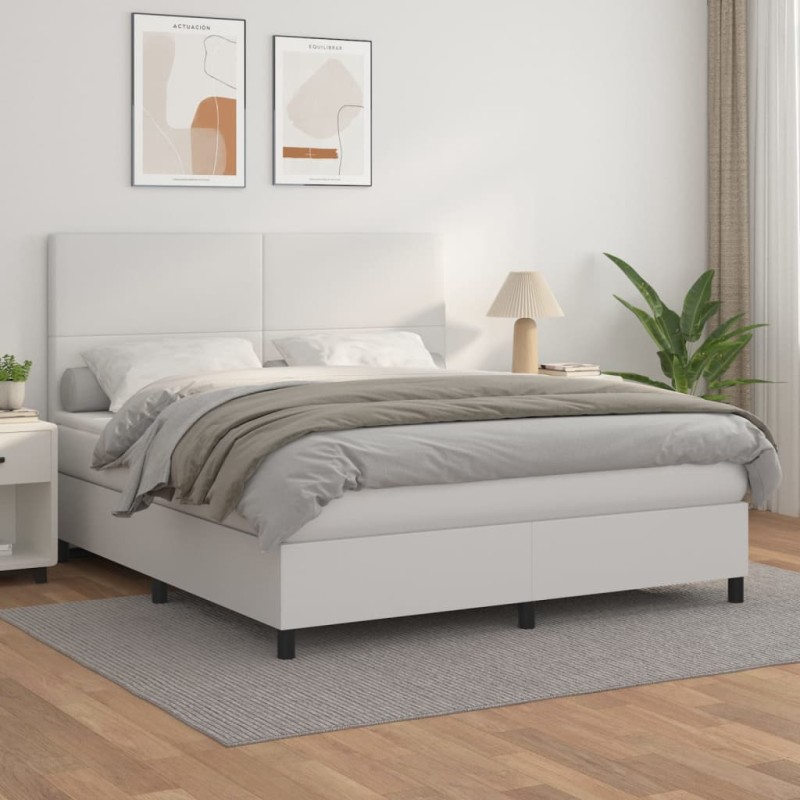 Giroletto a Molle con Materasso Bianco 160x200 cm in Similpelle