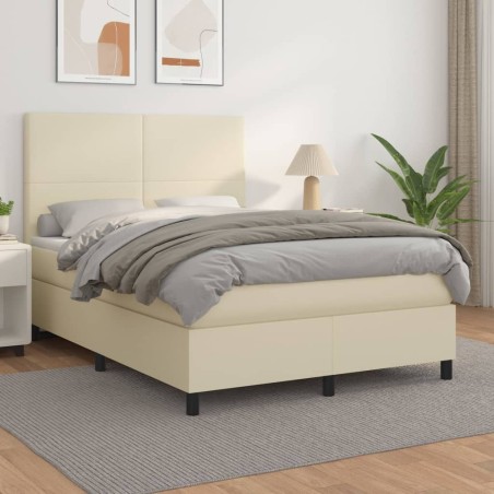 Giroletto a Molle con Materasso Crema 140x200 cm in Similpelle