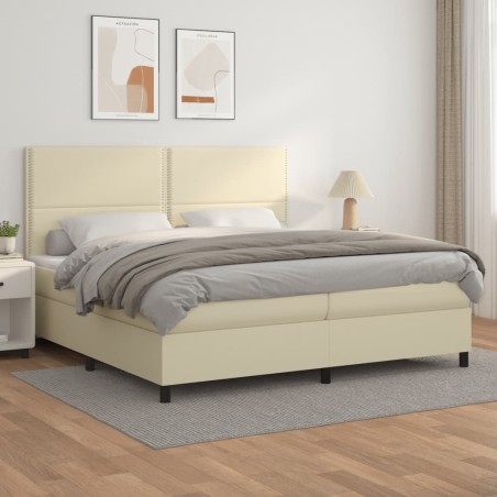 Giroletto a Molle con Materasso Crema 200x200 cm in Similpelle