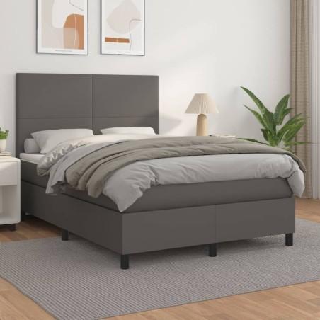 vidaXL Giroletto a Molle con Materasso Grigio 140x200 cm in Similpelle