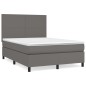 vidaXL Giroletto a Molle con Materasso Grigio 140x200 cm in Similpelle