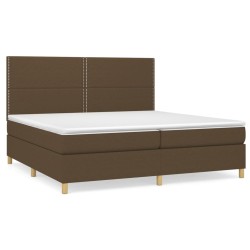 vidaXL Giroletto a Molle con Materasso Marrone Scuro 200x200cm Tessuto