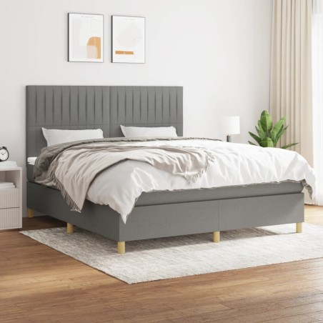 vidaXL Giroletto a Molle con Materasso Grigio Scuro 180x200 cm Tessuto
