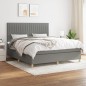 vidaXL Giroletto a Molle con Materasso Grigio Scuro 180x200 cm Tessuto