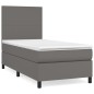 vidaXL Giroletto a Molle con Materasso Grigio 90x190 cm in Similpelle