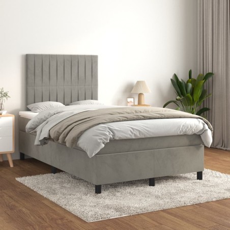 vidaXL Giroletto a Molle con Materasso Grigio Chiaro 120x200cm Velluto 