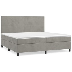vidaXL Giroletto a Molle con Materasso Grigio Chiaro 200x200cm Velluto
