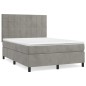 vidaXL Giroletto a Molle con Materasso Grigio Chiaro 140x200cm Velluto