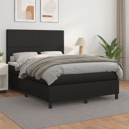 vidaXL Giroletto a Molle con Materasso Nero 140x200 cm in Similpelle