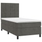 vidaXL Giroletto a Molle con Materasso Grigio Scuro 90x190 cm Velluto