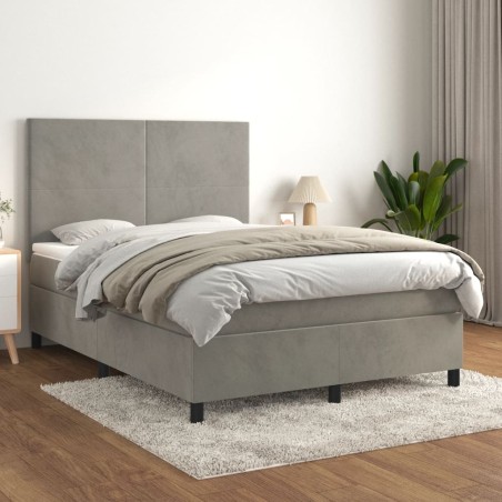 vidaXL Giroletto a Molle con Materasso Grigio Chiaro 140x200cm Velluto