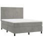 vidaXL Giroletto a Molle con Materasso Grigio Chiaro 140x200cm Velluto