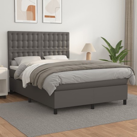 vidaXL Giroletto a Molle con Materasso Grigio 140x200 cm in Similpelle
