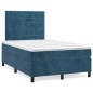 vidaXL Giroletto a Molle con Materasso Blu Scuro 120x200 cm in Velluto