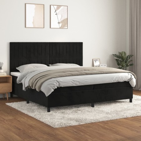 vidaXL Giroletto a Molle con Materasso Nero 200x200 cm in Velluto