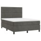 vidaXL Giroletto a Molle con Materasso Grigio Scuro 140x200 cm Velluto