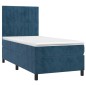 vidaXL Giroletto a Molle con Materasso Blu Scuro 100x200 cm in Velluto