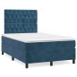 vidaXL Giroletto a Molle con Materasso Blu Scuro 120x200 cm in Velluto