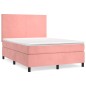 Giroletto a Molle con Materasso Rosa 140x200 cm in Velluto