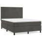 vidaXL Giroletto a Molle con Materasso Grigio Scuro 140x190 cm Velluto