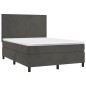 vidaXL Giroletto a Molle con Materasso Grigio Scuro 140x190 cm Velluto