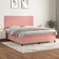 Giroletto a Molle con Materasso Rosa 180x200 cm in Velluto