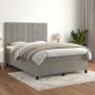 vidaXL Giroletto a Molle con Materasso Grigio Chiaro 140x190cm Velluto