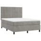 vidaXL Giroletto a Molle con Materasso Grigio Chiaro 140x190cm Velluto