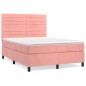 vidaXL Giroletto a Molle con Materasso Rosa 140x190 cm in Velluto