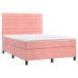 vidaXL Giroletto a Molle con Materasso Rosa 140x190 cm in Velluto