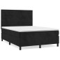 vidaXL Giroletto a Molle con Materasso Nero 140x190 cm in Velluto