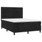 vidaXL Giroletto a Molle con Materasso Nero 140x190 cm in Velluto