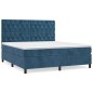 Giroletto a Molle con Materasso Blu Scuro 160x200 cm in Velluto