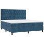 Giroletto a Molle con Materasso Blu Scuro 160x200 cm in Velluto