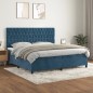 Giroletto a Molle con Materasso Blu Scuro 200x200 cm in Velluto