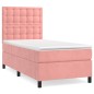 vidaXL Giroletto a Molle con Materasso Rosa 90x190 cm in Velluto