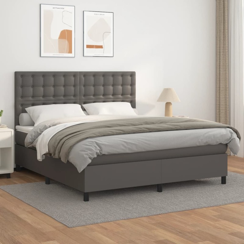 vidaXL Giroletto a Molle con Materasso Grgio 180x200 cm in Similpelle