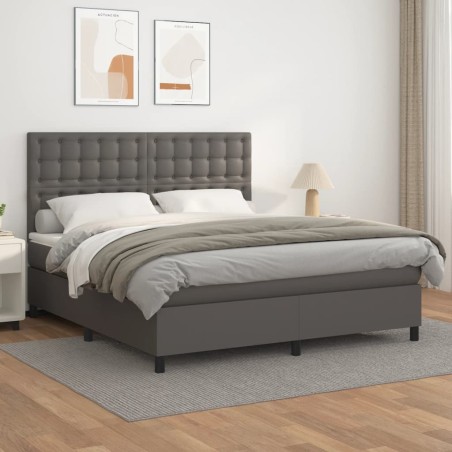 vidaXL Giroletto a Molle con Materasso Grgio 180x200 cm in Similpelle