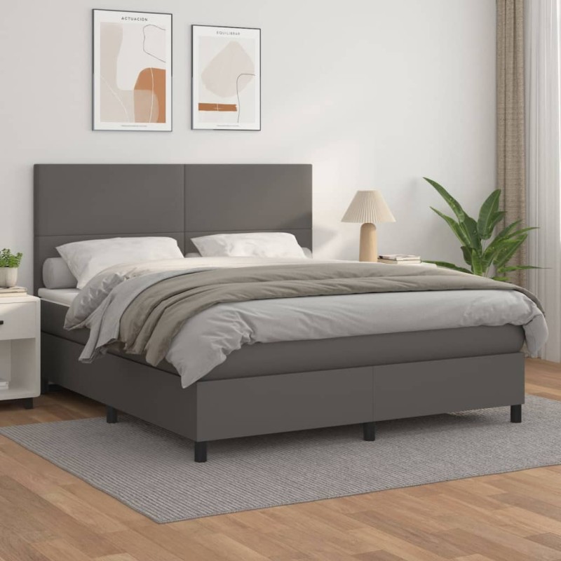 vidaXL Giroletto a Molle con Materasso Grgio 180x200 cm in Similpelle