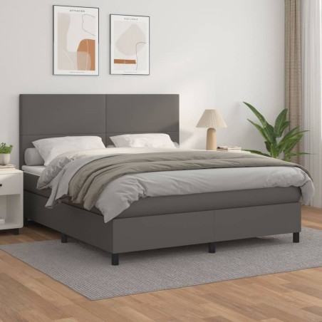vidaXL Giroletto a Molle con Materasso Grgio 180x200 cm in Similpelle