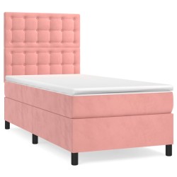 Giroletto a Molle con Materasso Rosa 80x200 cm in Velluto